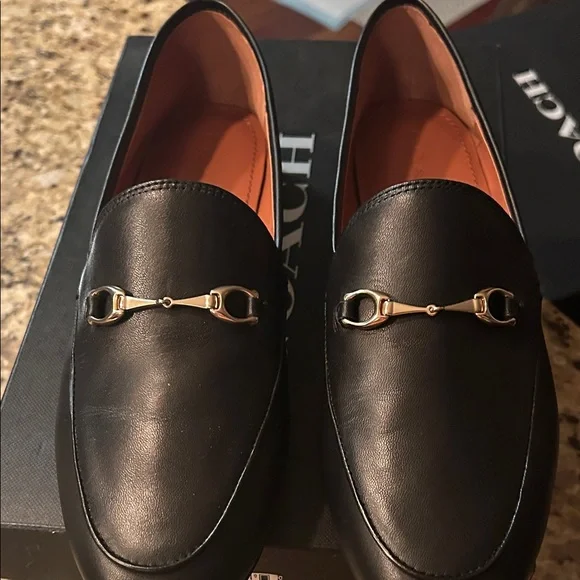 Coach Women’s Black Leather Slip-On Loafers - Picture 2 of 5
